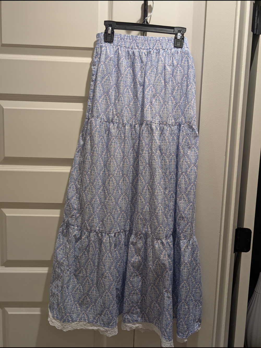Simply Southern Blue and White Maxi Tiered Skirt